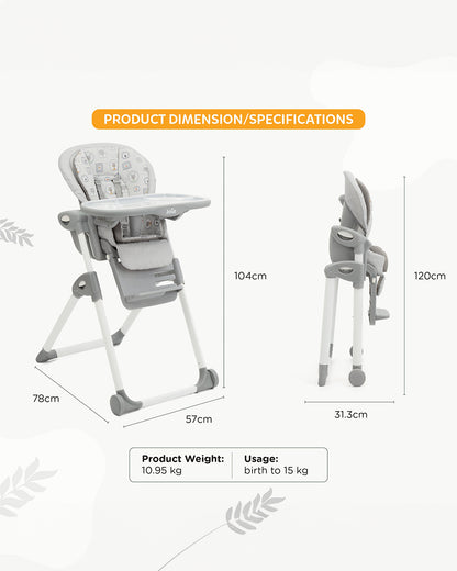 Joie Mimzy Snacker Baby High Chair-One Hand Quick Compact Fold-Streamlined Design-6M to 3Y (Upto 15Kg)-Portrait