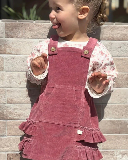 Tiny Twig Wine Frock Dress-Rose-Corduroy-For Infants