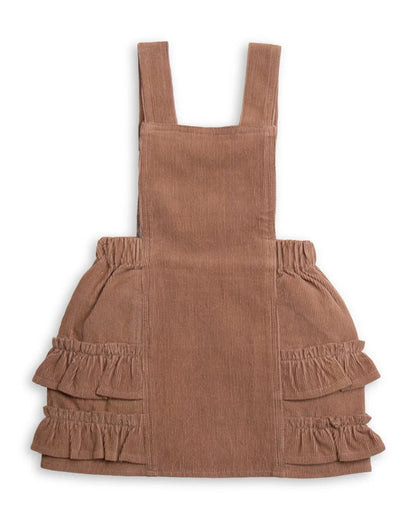 Tiny Twig Tan Frock Dress-Cafe-Corduroy-For Infants