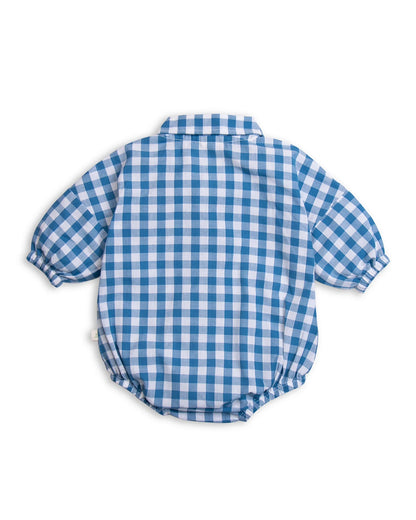 Tiny Twig Blue & White Bodysuit-Faience Gingham-Organic Cotton-For Infants