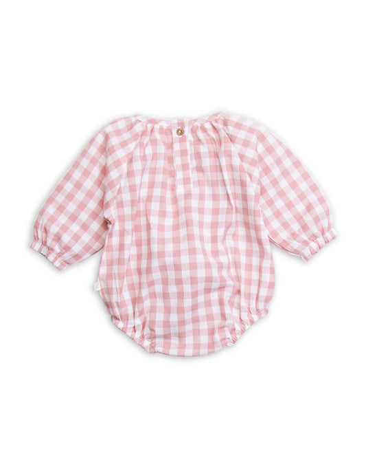 Tiny Twig Pastel Pink & White Romper-Rose Gingham-Organic Cotton-For Infants