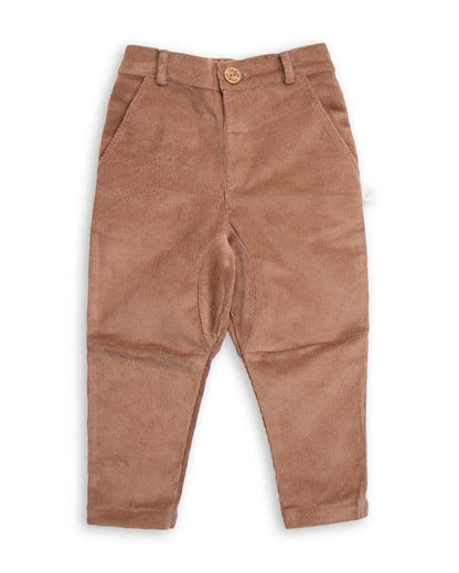 Tiny Twig Brown Trousers-Cafe-Corduroy-For Infants