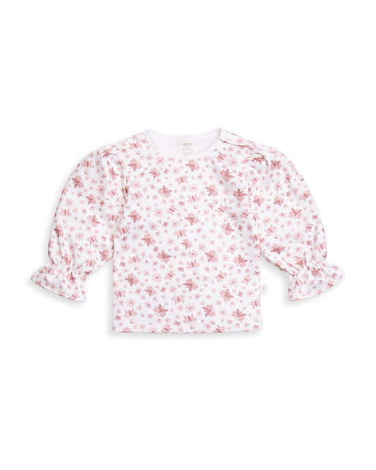 Tiny Twig White & Peach Top-Butterfly-Organic Cotton-For Infants