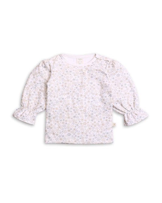 Tiny Twig Pastel Pink Top-Snow Flakes-Organic Cotton-For Infants