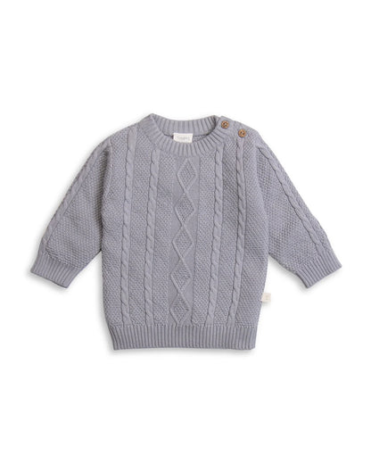 Tiny Twig Grey Winter Wear Sweater-Drizzle-Organic Cotton-For Infants