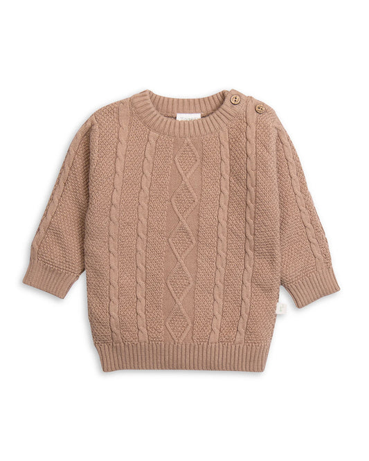 Tiny Twig Beige Winter Wear Sweater-Cafe-Organic Cotton-For Infants