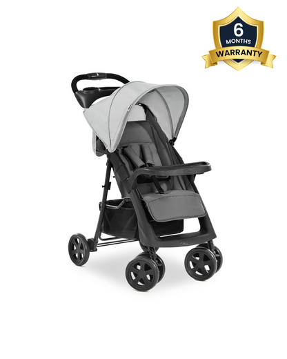 Hauck Shopper Neo II Lightweight Baby Stroller with Cup Holder & Tray-One Hand Fold-Pram for 0 to 4Y (Upto 22Kg)-Grey