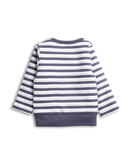 Tiny Twig Violet Winter Wear Sweatshirt- GME Striped-Organic Cotton-For Infants