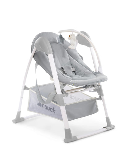 Hauck Sit N Relax 3in1 Baby High Chair-Feeding Chair, Bouncer & Toddler Seat-Adjustable and Removable Food Tray-For 0 to 3Y (Upto 15Kg)-Grey