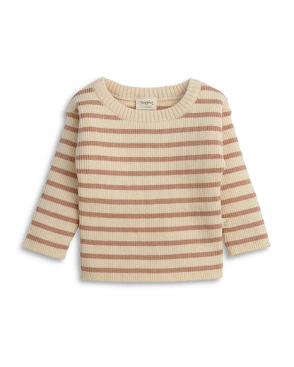 Tiny Twig Brown & Beige Winter Wear Sweater-Clay Stripes-Organic Cotton-For Infants