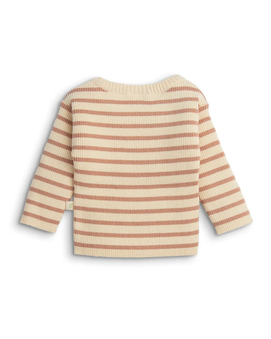 Tiny Twig Brown & Beige Winter Wear Sweater-Clay Stripes-Organic Cotton-For Infants