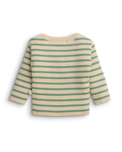 Tiny Twig Green & Beige Winter Wear Sweater-Emerald Stripes-Organic Cotton-For Infants