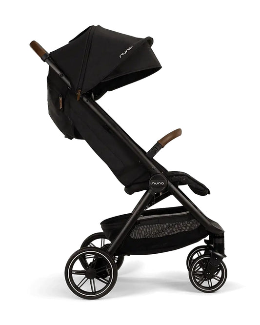 Nuna TRVL LX Lightweight Baby Stroller & LYTL Carry Cot Travel System-With Cup Holder-Stroller Features (One Hand Fold, Upto 22 Kg)-Carry Cot Features (Soft Mattress, Compact Fold with Dream Drape, Upto 9 Kg)-Includes Adaptors-Caviar