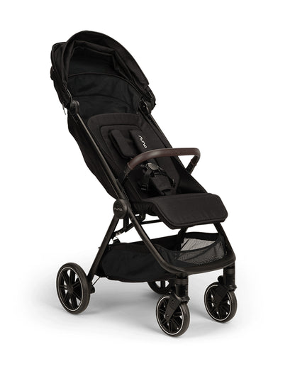 Nuna TRVL LX Lightweight Baby Stroller & LYTL Carry Cot Travel System-With Cup Holder-Stroller Features (One Hand Fold, Upto 22 Kg)-Carry Cot Features (Soft Mattress, Compact Fold with Dream Drape, Upto 9 Kg)-Includes Adaptors-Caviar