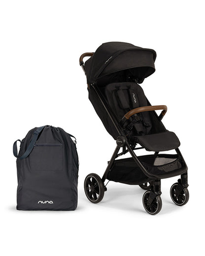 Nuna TRVL LX Lightweight Baby Stroller & LYTL Carry Cot Travel System-With Cup Holder-Stroller Features (One Hand Fold, Upto 22 Kg)-Carry Cot Features (Soft Mattress, Compact Fold with Dream Drape, Upto 9 Kg)-Includes Adaptors-Caviar