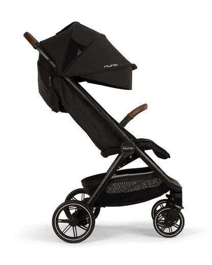 Nuna TRVL LX Lightweight Baby Stroller & LYTL Carry Cot Travel System-With Cup Holder-Stroller Features (One Hand Fold, Upto 22 Kg)-Carry Cot Features (Soft Mattress, Compact Fold with Dream Drape, Upto 9 Kg)-Includes Adaptors-Caviar