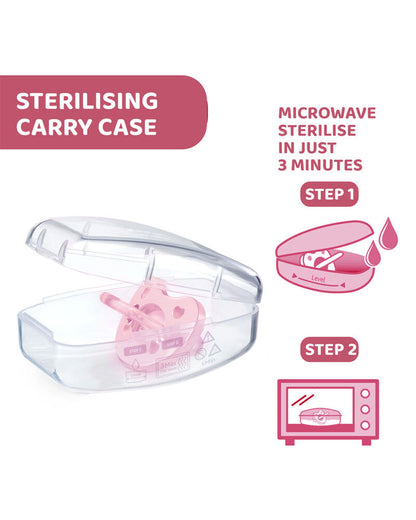 Chicco PhysioForma Comfort Soother-With Sterilizing Case-Orthodontic-Pink-6 to 16M-Pacifier