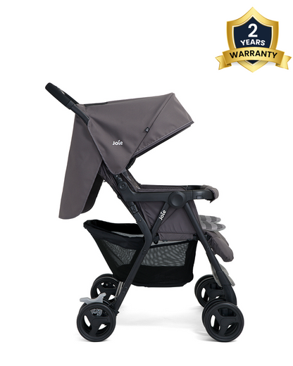 Joie Aire Twin Baby Stroller-Reversible Seat Liners-Automatic Fold Lock-Pram for 0 to 3Y (Upto 15 Kg Each Seat)-Dark Pewter