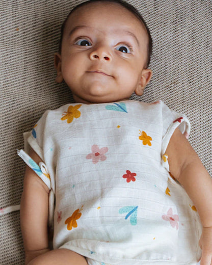 Dulaar The Sparrow Flower-Squad Goals-A World Bloom Jhablas-Printed-Organic Cotton-For Infants-Pack of 3