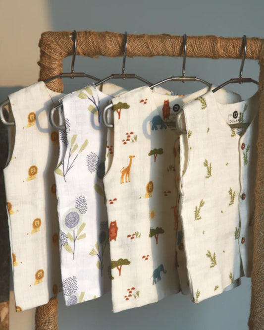 Dulaar The Sparrow-And Flower Top & Shorts Set-Printed-Sleeveless-Organic Cotton-For Infants