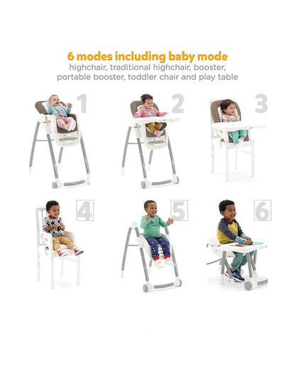 Joie Multiply 6in1 Baby High Chair-5 Level Height Adjustments With 3 Position Adjustable Tray-Convertible To Booster Seat & Mini Table-For 0 to 6Y (Upto 27Kg)-Fern