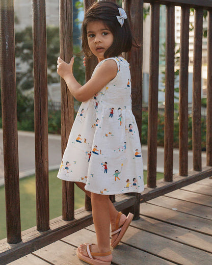 Dulaar Playground Adventures Frock Dress-Printed-Organic Cotton-For Infants