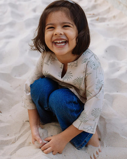 Dulaar Langoor Party Top-Printed-Cotton Linen-For Infants