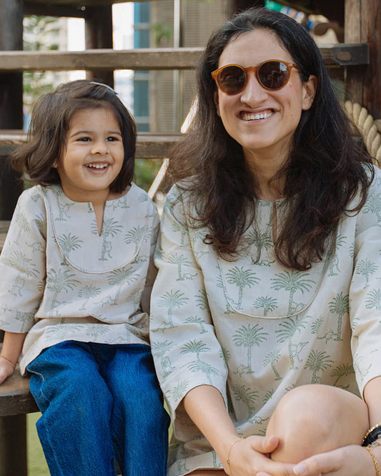 Dulaar Langoor Party Top-Printed-Cotton Linen-For Infants