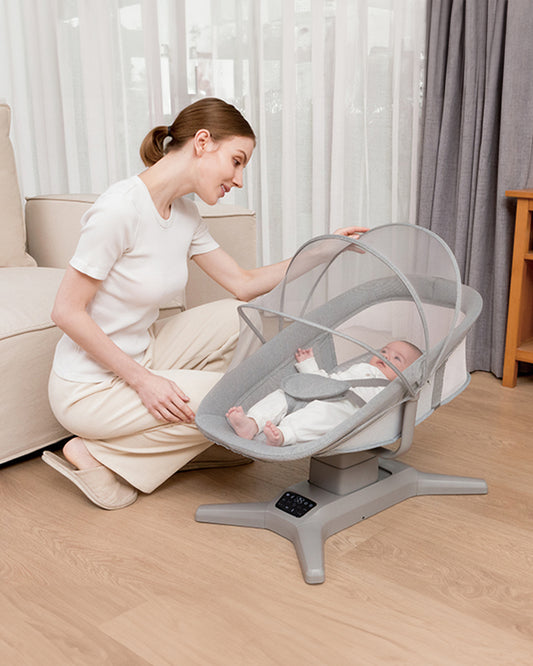 Mastela X-Multi-Motion Baby Cradle-With Touch Panel & Safety Belt-With Lounger/Seat Mode-Rocking Chair-Dark Grey-0 to 36M