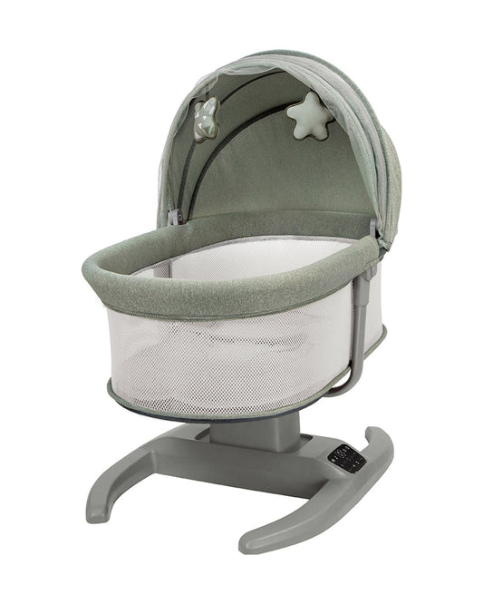 Mastela H-Multi-Motion Baby Cradle-With Touch Panel & Safety Belt-With Bed/Seat Mode & Mosquito Net-Shaker-Green-0 to 36M