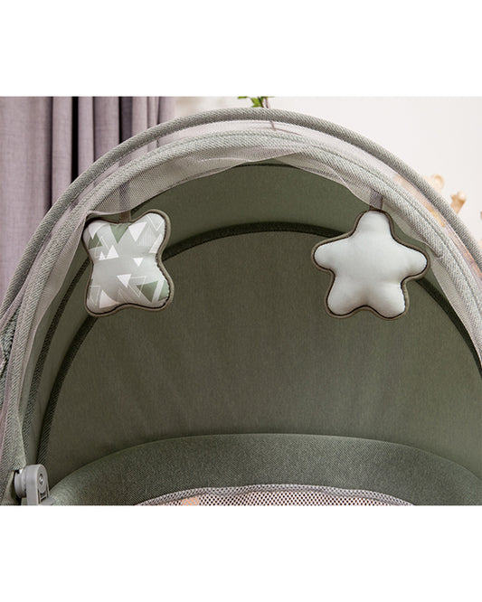 Mastela H-Multi-Motion Baby Cradle-With Touch Panel & Safety Belt-With Bed/Seat Mode & Mosquito Net-Shaker-Green-0 to 36M