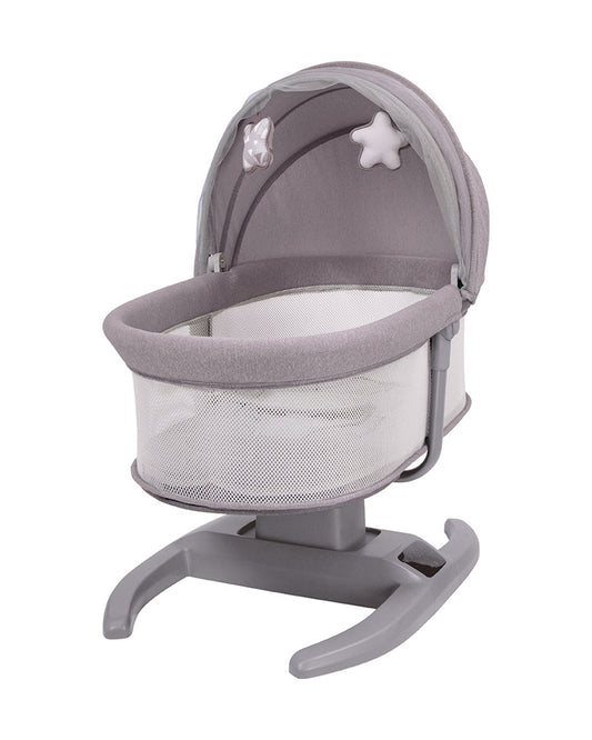 Mastela H-Multi-Motion Baby Cradle-With Touch Panel & Safety Belt-With Bed/Seat Mode & Mosquito Net-Shaker-Grey-0 to 36M