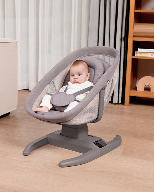 Mastela H-Multi-Motion Baby Cradle-With Touch Panel & Safety Belt-With Bed/Seat Mode & Mosquito Net-Shaker-Grey-0 to 36M