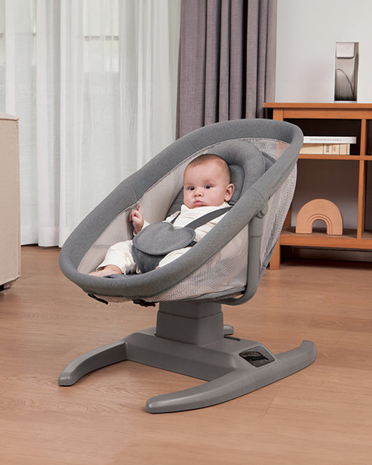 Mastela H-Multi-Motion Baby Cradle-With Touch Panel & Safety Belt-With Bed/Seat Mode & Mosquito Net-Shaker-Grey-0 to 36M