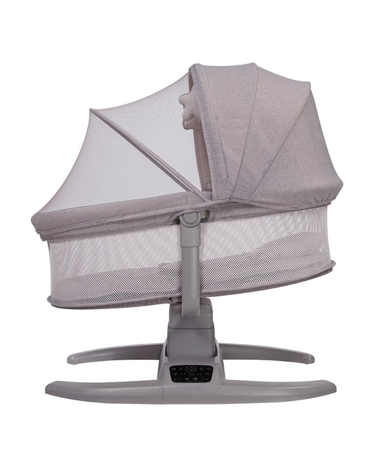 Mastela H-Multi-Motion Baby Cradle-With Touch Panel & Safety Belt-With Bed/Seat Mode & Mosquito Net-Shaker-Grey-0 to 36M