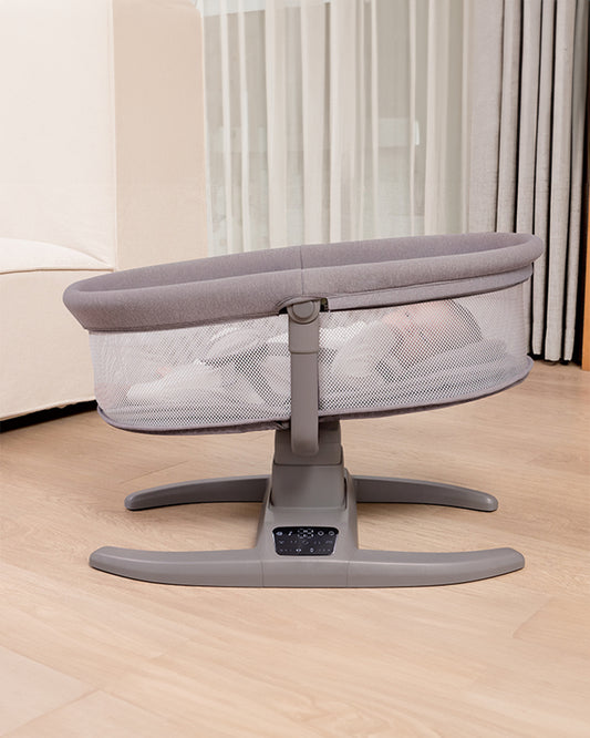 Mastela H-Multi-Motion Baby Cradle-With Touch Panel & Safety Belt-With Bed/Seat Mode & Mosquito Net-Shaker-Grey-0 to 36M