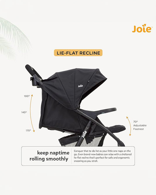 Joie Muze LX Baby Stroller-One Hand Fold-Flat Reclining-Pram for 0 to 3Y (Upto 15Kg)-Coal