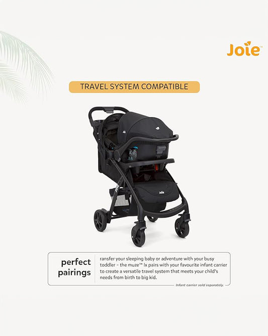 Joie Muze LX Baby Stroller-One Hand Fold-Flat Reclining-Pram for 0 to 3Y (Upto 15Kg)-Coal