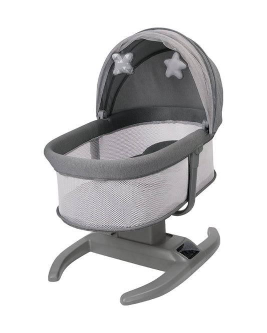 Mastela H-Multi-Motion Baby Cradle-With Touch Panel & Safety Belt-With Bed/Seat Mode & Mosquito Net-Shaker-Dark Grey-0 to 36M