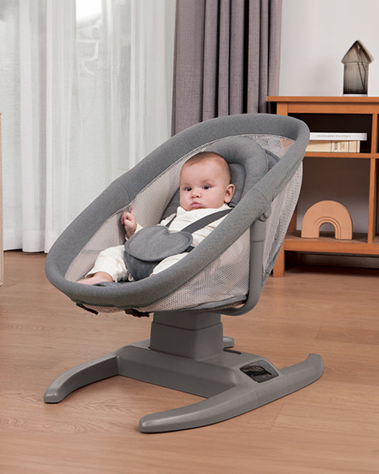 Mastela H-Multi-Motion Baby Cradle-With Touch Panel & Safety Belt-With Bed/Seat Mode & Mosquito Net-Shaker-Dark Grey-0 to 36M