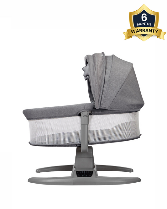 Mastela H-Multi-Motion Baby Cradle-With Touch Panel & Safety Belt-With Bed/Seat Mode & Mosquito Net-Shaker-Dark Grey-0 to 36M