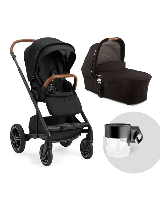 Nuna Mixx Next Baby Stroller & Mixx Carry Cot Combo-With Cup Holder-Height Adjustable Parent Handle Bar-2 Years Warranty-Pram for 0 to 4Y (Upto 22 Kg)-Caviar