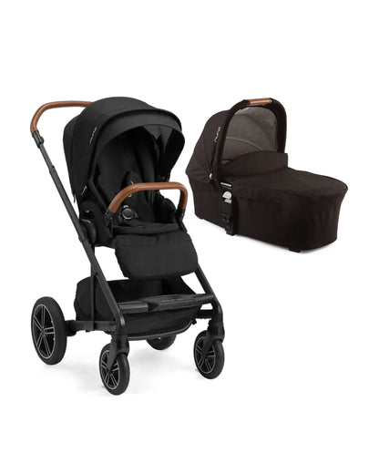 Nuna Mixx Next Baby Stroller & Mixx Carry Cot Combo-Height Adjustable Parent Handle Bar-Flat Reclining & Reversible Seat-2 Years Warranty-Pram for 0 to 4Y (Upto 22 Kg)-Caviar