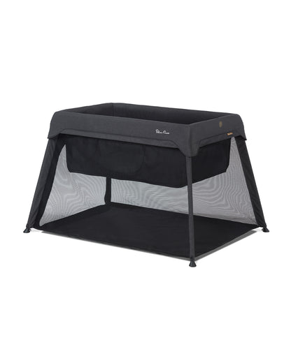 Silver Cross Slumber Travel Cot-Sustainable Lightweight Co-sleeper & Playpen-Quick Pop-Up-Design-With Padded Edges & Removable Mattress-Includes Travel Bag-0 to 3Y-Carbon