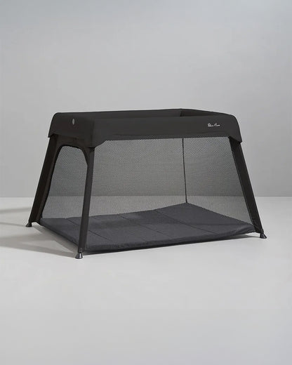 Silver Cross Slumber Travel Cot-Sustainable Lightweight Co-sleeper & Playpen-Quick Pop-Up-Design-With Padded Edges & Removable Mattress-Includes Travel Bag-0 to 3Y-Carbon