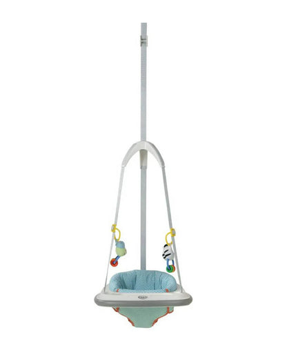 Graco Doorway Bumper Jumper-Easily Attaches To Doorframe-Height Adjustable-With 2 Soft Toys-Upto 11.5 kgs-Caravan