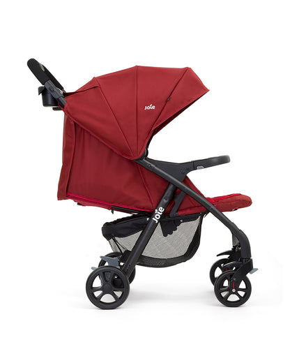 Joie Muze LX Baby Stroller-One Hand Fold-Flat Reclining-Pram for 0 to 3Y (Upto 15Kg)-Cranberry