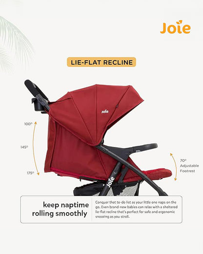 Joie Muze LX Baby Stroller-One Hand Fold-Flat Reclining-Pram for 0 to 3Y (Upto 15Kg)-Cranberry