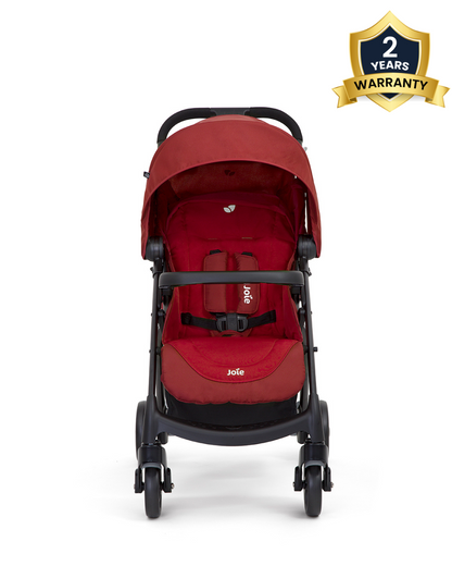 Joie Muze LX Baby Stroller-One Hand Fold-Flat Reclining-Pram for 0 to 3Y (Upto 15Kg)-Cranberry