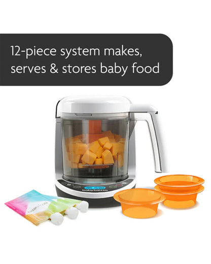 Baby Brezza Food Maker Deluxe-Automatically Steams & Blends to Perfect Consistency in 10 Minutes-Includes 3 Reusable Food Pouches & Funnels